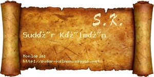 Sudár Kálmán névjegykártya